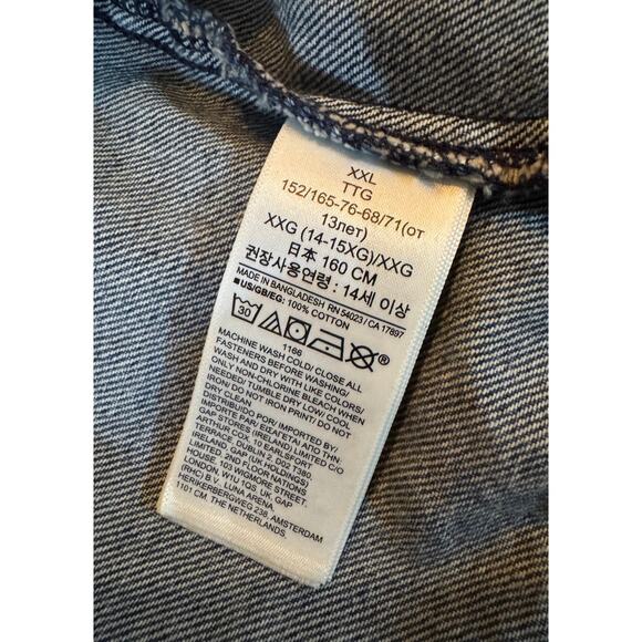 Gap Kids Girl’s XXL Blue Jean Jacket Tomboy Button Down Denim Long Sleeve Unisex - Picture 6 of 11